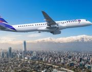 LATAM Embraer E195-E2 flying over Santiago