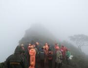 rescue personnel at site of ATR crash in indonesia