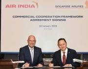 Air India CEO and MD, Campbell Wilson, and SIA CEO, Goh Choon Phong at the signing event