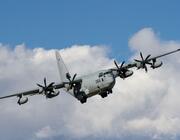 C-130J Hercules aircraft with the US Marines Aerial Refuelling Transport Squadron 152 (VMGR-152) known as the "Sumos" flying near NAF Atsugi. Japan Contributor: Damon Coulter