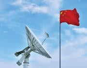 satellite dish antenna and China's flag
