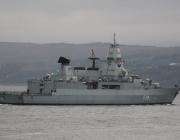 FGS Sachsen (F219), a Sachsen-class (or F124-class) air defence frigate operated by the German Navy, arriving for Exercise Joint Warrior 17-2. Contributor: Marco McGinty