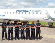 ProFlight Zambia crew in front of aircraft