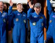 Crew-11 crew return to Ellington Field with Mike Fincke, Zena Cardman, Kimya Yui and Oleg Platonov. NASA/Robert Markowitz