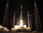 A SpaceX Falcon 9 rocket launches Jan. 27, 2026, from Cape Canaveral SFS, carrying the ninth GPS III satellite for the U.S. Space Force to medium Earth orbit.