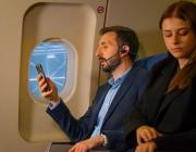 man on aircraft using skyted headset