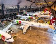 aircraft inside a TAP hangar