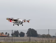 Elroy Air  Caption – Elroy has begun A-to-B cargo delivery test flights with the hybrid eVTOL Chaparral at its base in California