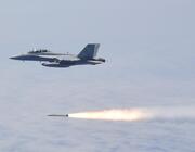 U.S. Navy  Caption: A F/A-18F Super Hornet fires an AARGM-ER missile during an early test flight.