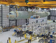 Airbus A320 aircraft on the final assembly line