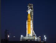 NASA’s Artemis II Space Launch System (SLS) rocket and Orion spacecraft are seen illuminated by lights at Launch Complex 39B, Tuesday, Feb. 10, 2026, at NASA’s Kennedy Space Center in Florida. In the coming days, engineers will prepare for the second wet dress rehearsal, a two-day test that simulates launch day. The Artemis II test flight will take Commander Reid Wiseman, Pilot Victor Glover, and Mission Specialist Christina Koch from NASA, and Mission Specialist Jeremy Hansen from the CSA (Canadian Space A