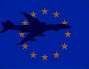 European flag and airplane