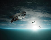 concept art of satellites over Earth