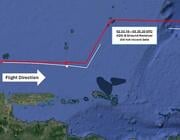 Flight path of ATR72, red line showing actual flight due to degraded GPS data