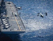 MV-22B taking off from amphibious assault ship