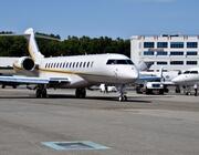 A Bombardier Global 7500 approaches the runway at Teterboro Airport in New Jersey. 