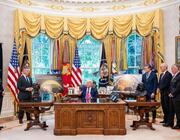 President Donald Trump rolls out his plans for Golden Dome in May 2025, with Gen. Michael Guetlein on the far left.