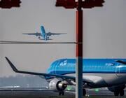 KLM flights taking off at Schiphol