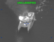 Screen capture of a U.S. strike on an Iranian Navy ship. Credit: U.S. Central Command
