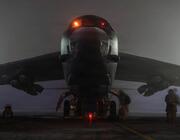 A U.S. Air Force B-52 loaded with Joint Air-to-Surface Standoff Munitions prepares to take off for a mission in Iran on March 3. Credit: U.S. Air Force