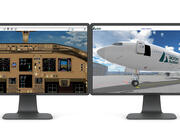 Acron Aviation Virtual Flight Deck training system software viewed on monitors