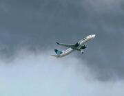 United aircraft flying into dark clouds