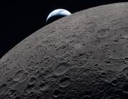 earth setting over the moon