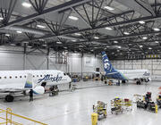 Aircraft inside Horizon Air PDX hangar