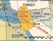 FAA Middle East map showing "known area of jamming and spoofing"