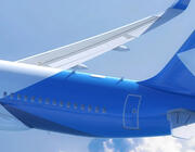 A closeup of an aircraft's rear fuselage and tail.