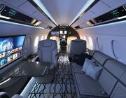 Praetor 600E with 42-in. OLED smart window and divan. 