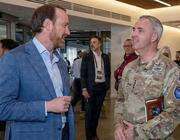 Argo Space Corp. CEO Robert Carlisle (left) speaks with Gen. Stephen Whiting, commander of U.S. Space Command, during an open forum discussion at the Apollo Insight Commercial Integration tabletop exercise in Colorado Springs, Colorado, March 23, 2026.  Credit: USSPACECOM photo by Mass Communication Specialist 1st Class Shannon Burns