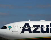 sideview of Azul aircraft