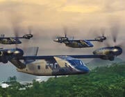 artist's concept of military tiltrotors in flight 