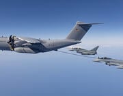 Airbus A400M and Eurofighter Typhoons in flight
