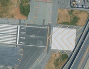 Aerial view of EWR Runway 29 next to New Jersey Turnpike