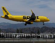 Spirit Airlines aircraft lands at Hollywood Burbank Airport