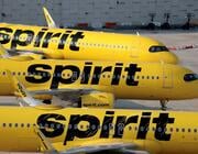 Spirit Airlines aircraft parked