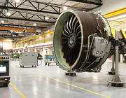 Pratt & Whitney V2500 engine in MRO facility