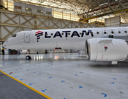 A LATAM aircraft in a hangar