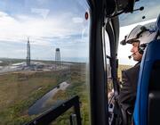 Isaacman in helicopter surveying Cape Canaveral SFS SLC-36 