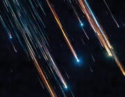 remnants of a rocket falling through space