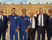 At the Choose France Summit 2026, (L-R): ESA Director General Josef Aschbacher, ESA Reserve Astronaut Arnaud Prost, ESA Astronaut Thomas Pesquet, CNES Deputy CEO Lionel Suchet, Vast CEO Max Haot, and Vast President, Europe Giorgio Saccoccia