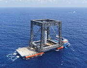 rocket booster catch system at sea