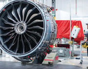 CFM International Leap engine with person standing next to it