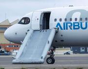 Airbus with slide deployed