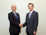 NEC executive vice president and coo hiroyuki nagano and mhi executive vice president and chief of defense and space masayuki eguchi