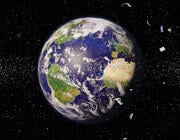 concept art of Earth surrounded with trash