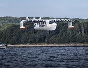 Regent Viceroy flying above water