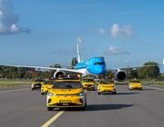 KLM Airbus A350-900 at Schiphol Airport with police escort